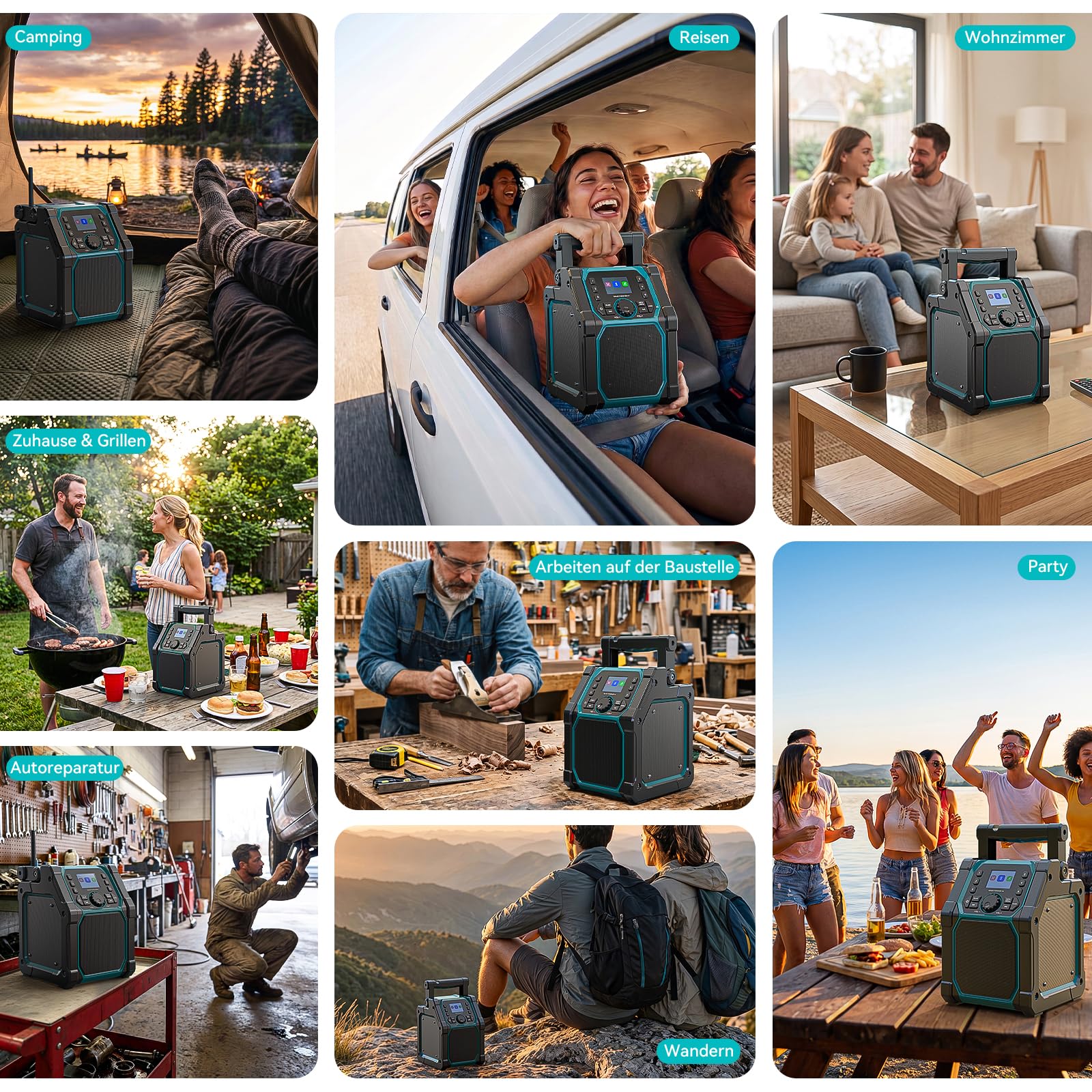 Ecarke Radio Portable Rechargeable Compatibilité avec Batteries Makita 18V
