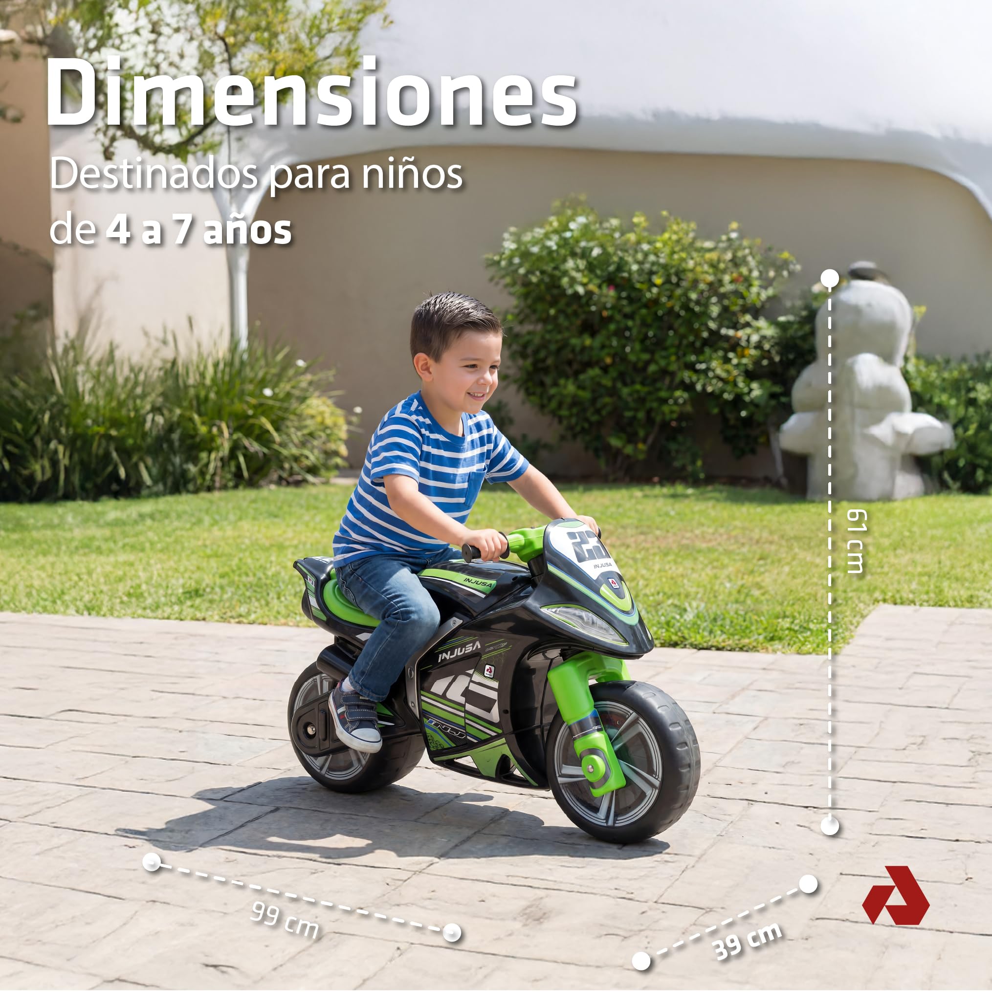 Moto Correpasillos Infantil Winner XL Negra para Niños 4 Años 5 Años 6 Años 7 Años con Diseño Estable y Deportivo Ruedas Anchas y Asa de Transporte – INJUSA