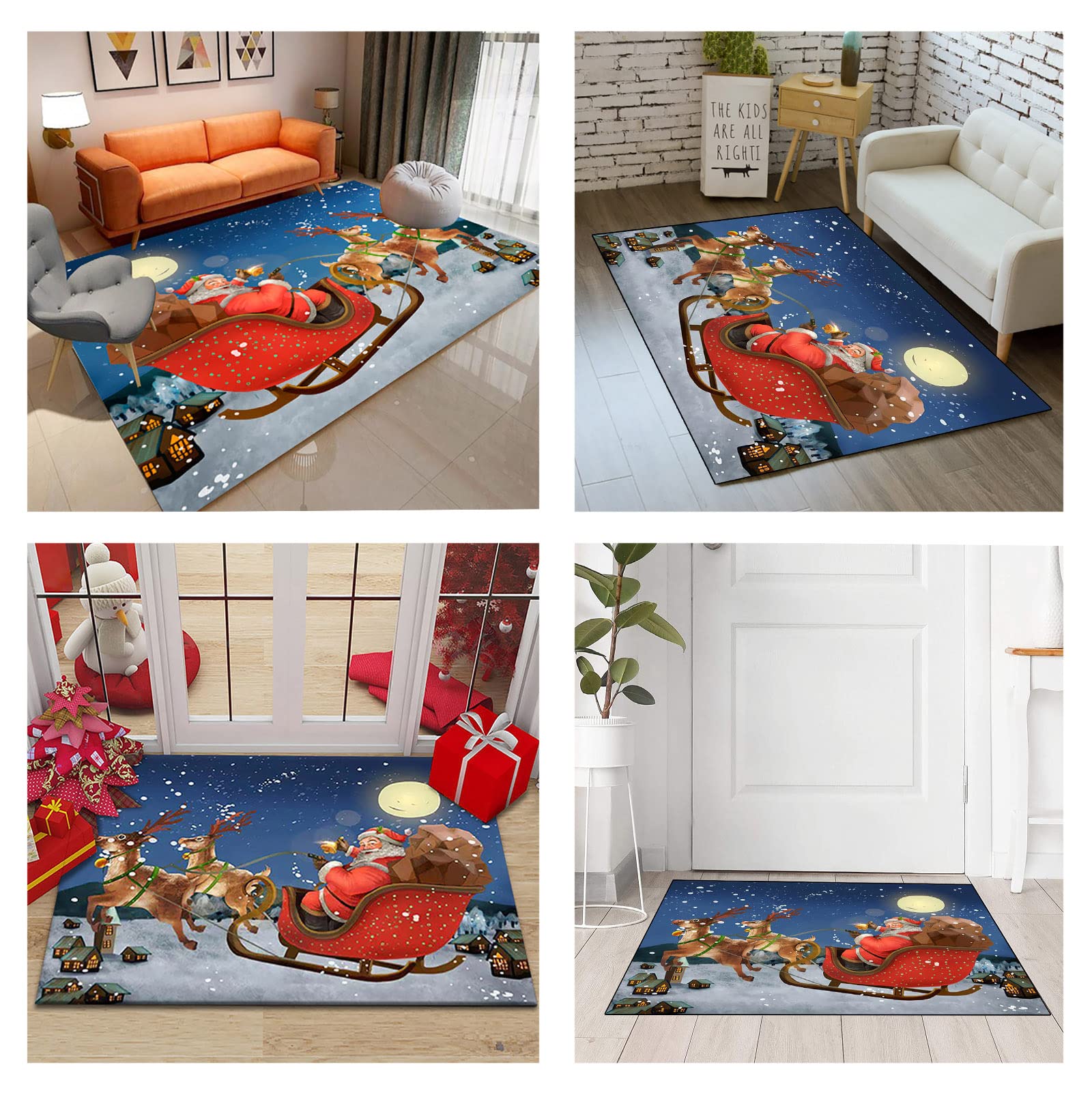 Ronde kersttapijt 120 cm, machinewasbare kersttapijt, antislip, zacht