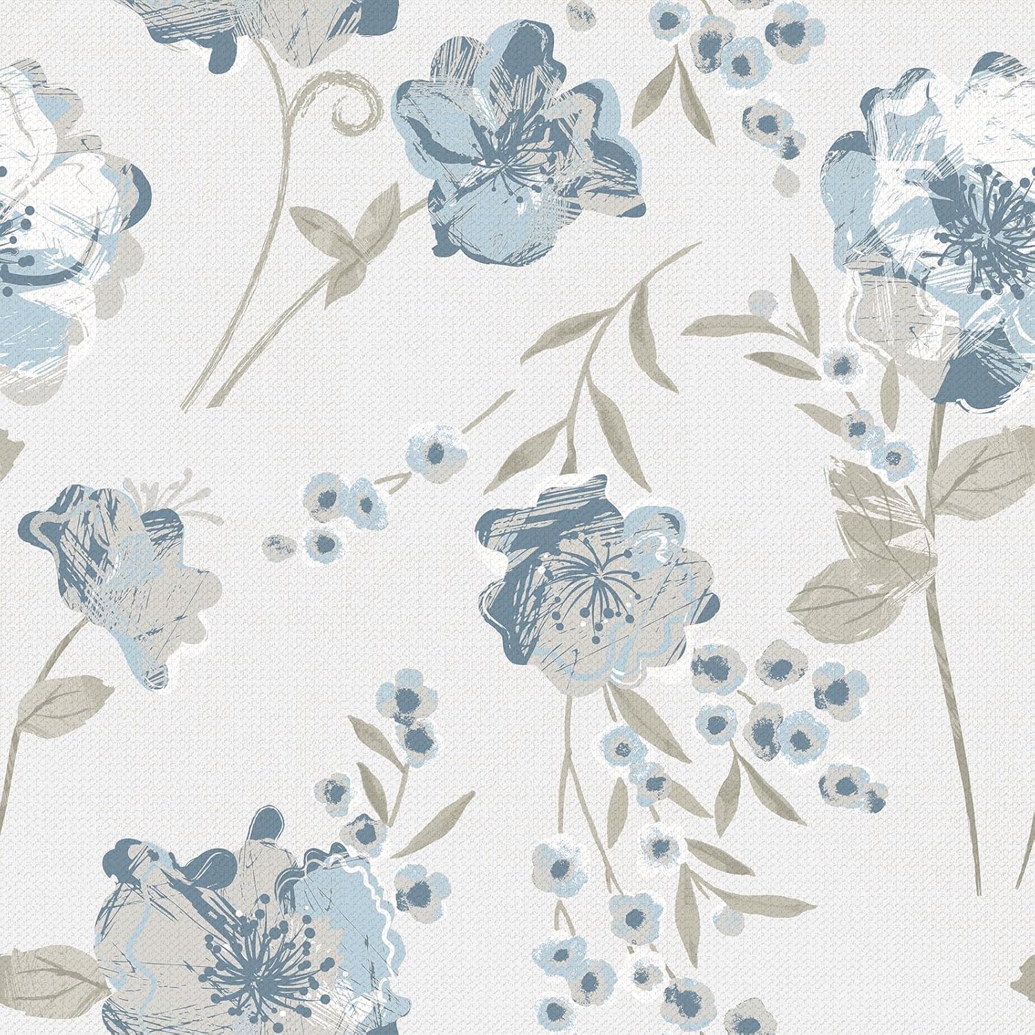 17.7"x 157" Boho Floral Wallpaper Peel and Stick Beige Farmhouse Blue Flower Wallpaper Self Adhesive Floral Contact Paper for Cabinets Drawers Rustic Botanical Cubicle Wall Paper