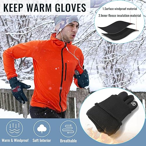 Miniatura 4 de Guantes de invierno para hombres y mujeres, guantes de correr ligeros y cálidos para pantalla táctil, guantes térmicos de punto