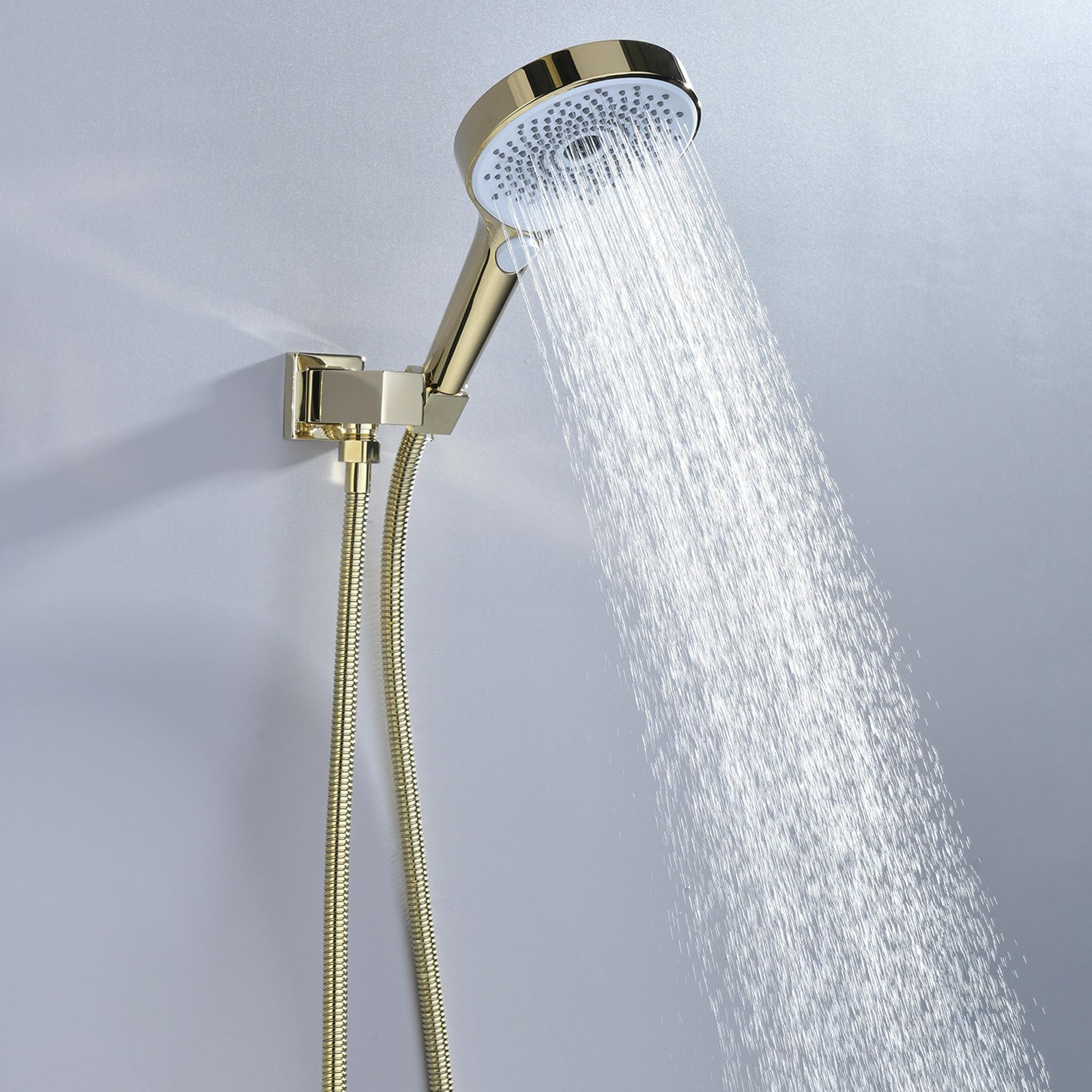 Alcachofa de Ducha Alta presión con 1.5m Manguera de Ducha, Ducha de Mano con 3 Modos Baño de Ahorro de Agua, Fácil de Instalar, Boquillas De Silicona, Ahorro De Agua, Oro Cepillado