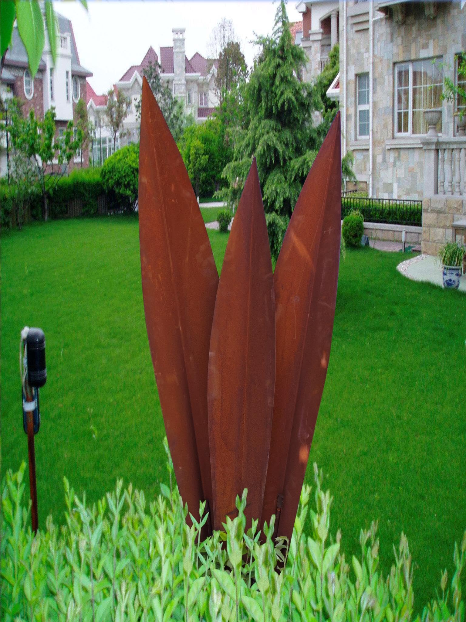 Zen Man Edelrost Gartenstecker Rost Garten Beetstecker Gartenfigure Sculpture Rost 031570-3 H145 cm in Set Handarbeit