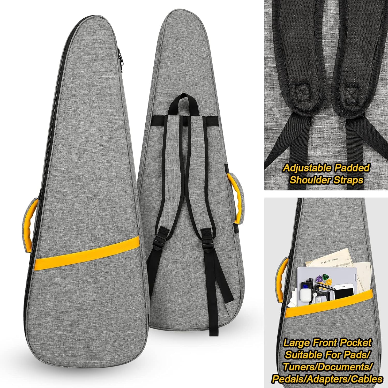 LETSROCK 39 40 Zoll E-Gitarren-Gigbag, E-Gitarrenkoffer mit 12 mm wasserdichter, Dicker Polsterung mit Tragegriff, Tasche und Halsriemen E-Gitarrentasche
