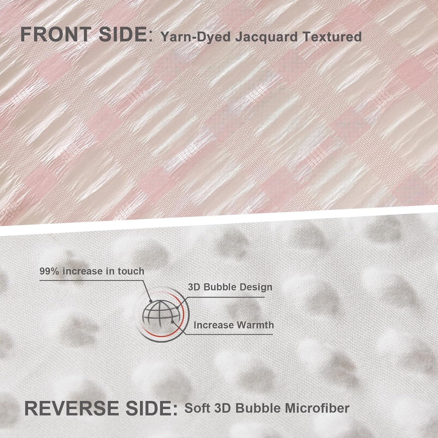 Condition photo showing New/Like New for tohrisa boho comforter set twin size - 2 pieces lightweight jacquard seersucker bedding sets (1 soft fluffy grid comforter & 1 pillowcase) - all seasons cozy modern bed set(68"x90" blush pink) blush pink twin(68"x90")