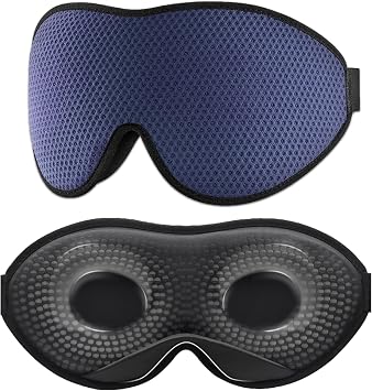 1Pc Sleep Mask for Side Sleeper & 1Pc Weighted Eye Mask, Eye Mask for Sleeping Women Men, 3D Contoured Cup No Eye Pressure 100% Light Blocking Sleeping Mask with Adjustable Strap Night Blindfold