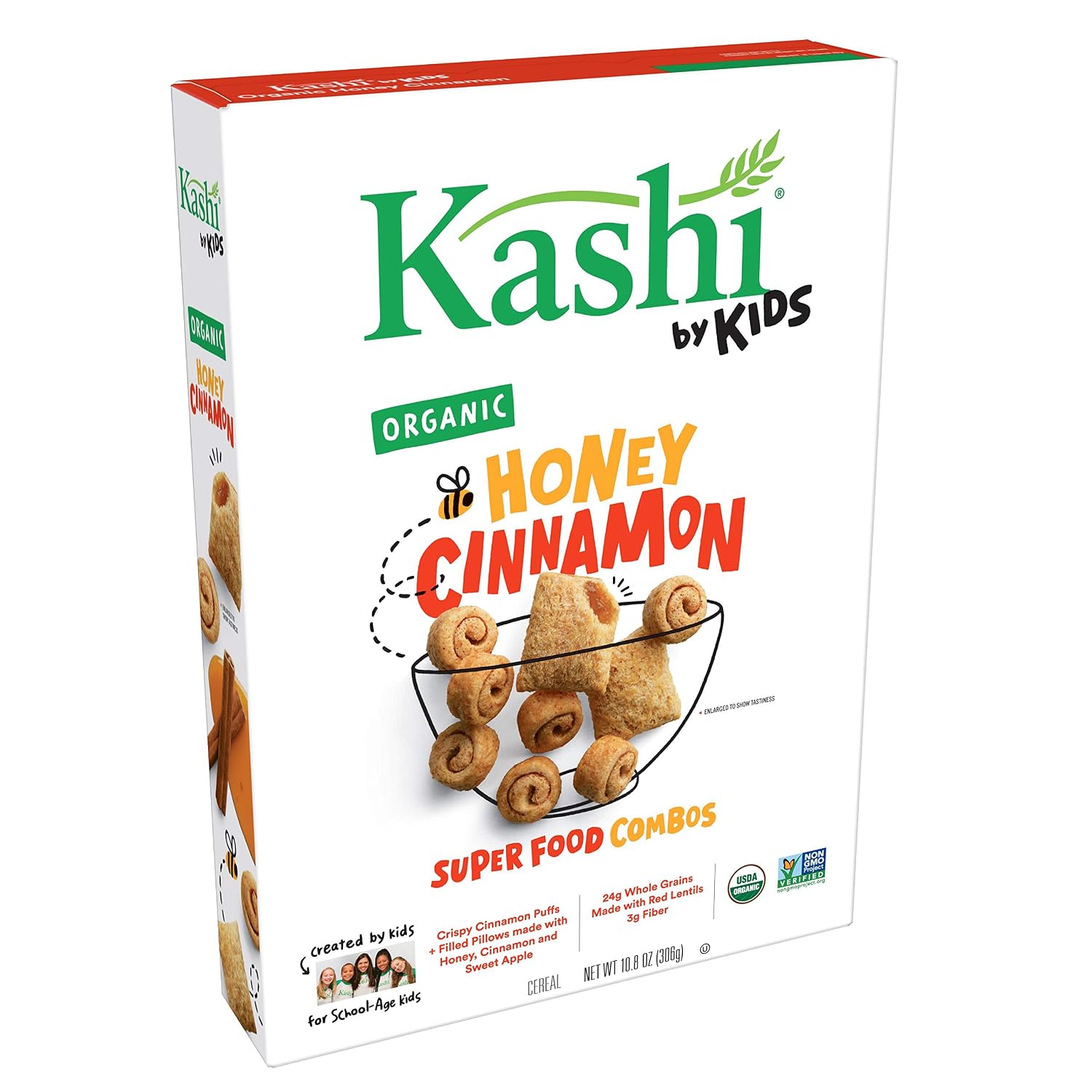 Kashi by Kids, Honey Cinnamon Cereal, Organic, Vegetarian, 10.8oz Box