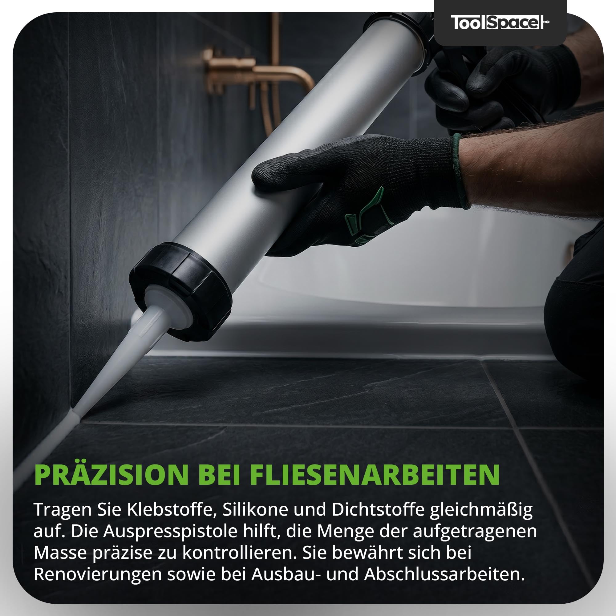 ToolSpace Kartuschenpresse 600ml Aluminium Silikonspritze für Schlauchbeutel Kartuschen Silikon Kartuschenpresse für gängige Kleb Dichstoffkartuschen Silikonpresse Acryl-Pistole geeignet für 280-310ml