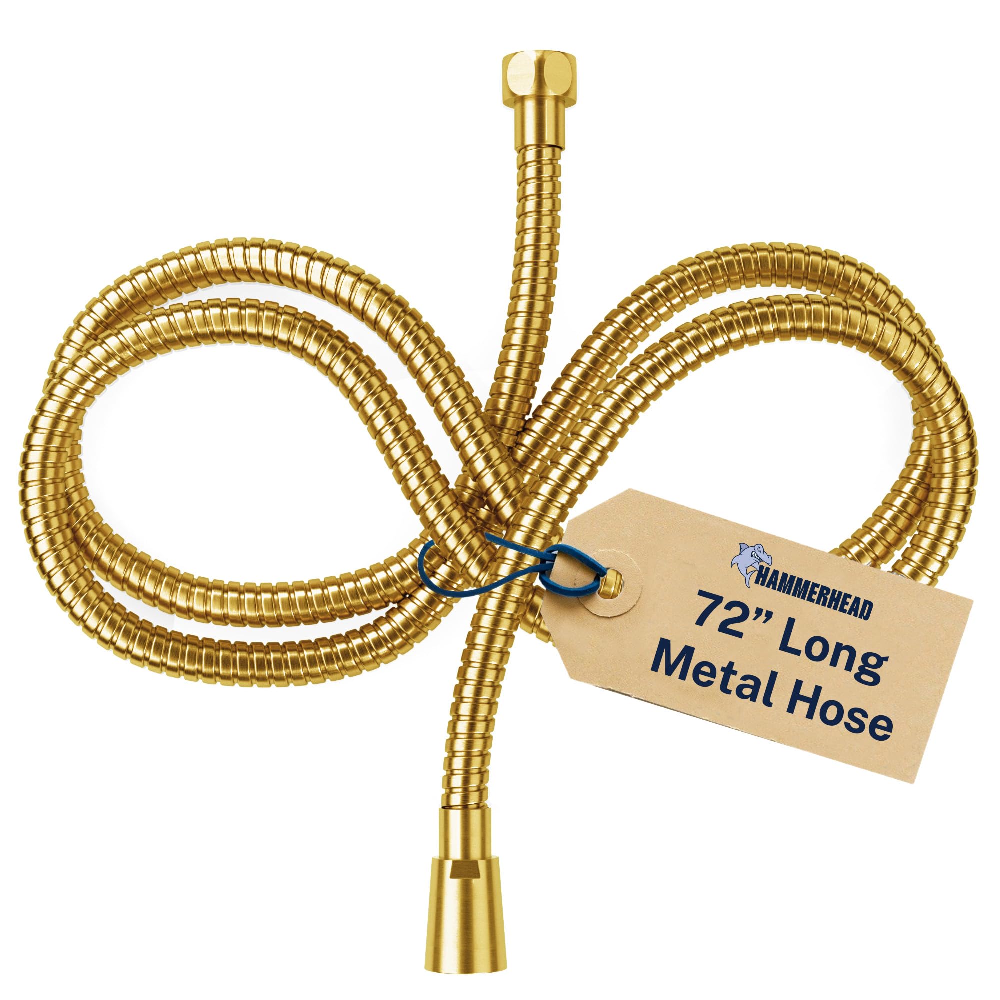 HammerHead Showers® Accesorio de manguera de ducha de metal para cabezal de ducha, color dorado cepillado, manguera de ducha extralarga, manguera de ducha de 72 pulgadas, pieza de repuesto universal