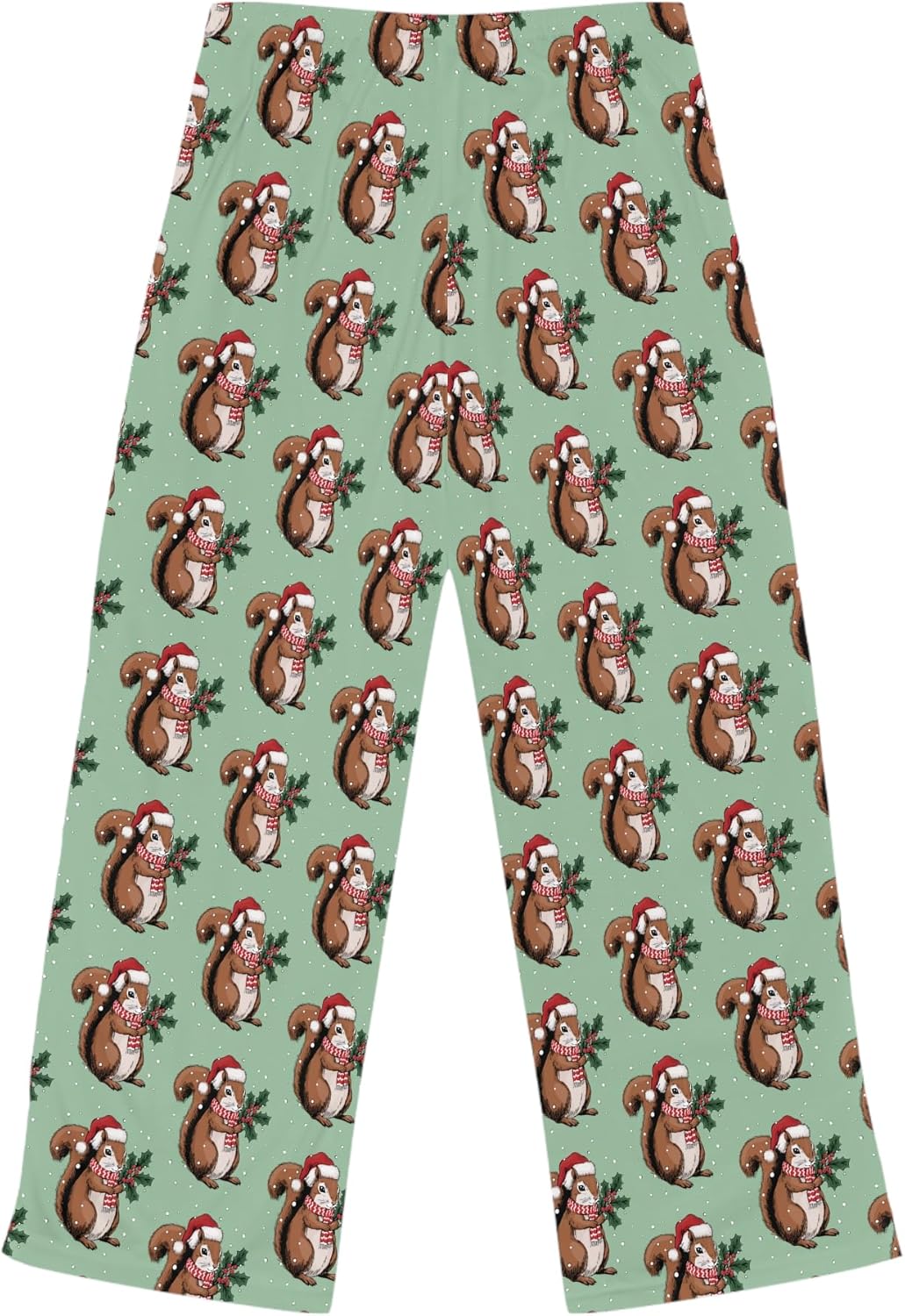 Christmas Squirrel Women's Pajama Pants, Holiday Xmas Squirrels In Santa Hat Pajamas, Cozy Pajama Bottoms