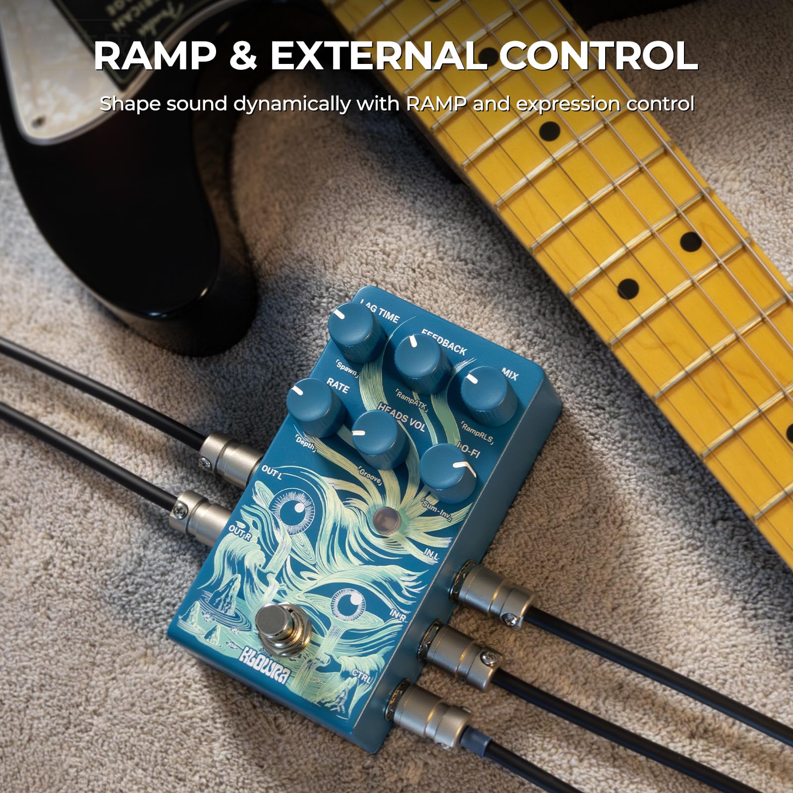 Rilum Multi-Head Tape Delay & Modulation | Écho à Bande Vintage avec Through-Zero Flanger & Chorus | Stéréo, Tap Tempo & Twisted Tempo pour Guitare Électrique et Synthé