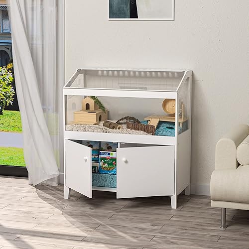 Miniatura 6 de GDLF Jaula para hámster con armario de almacenamiento, jaula para animales pequeños, paneles acrílicos de fácil visión, hábitat grande para erizo