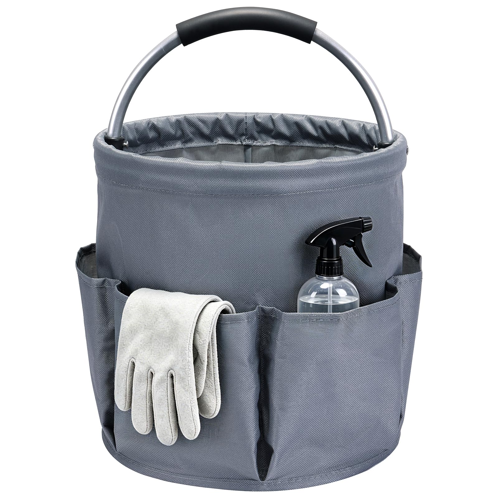 DASBET Cleaning Caddy with Handle Collapsible Tool Bucket Grey
