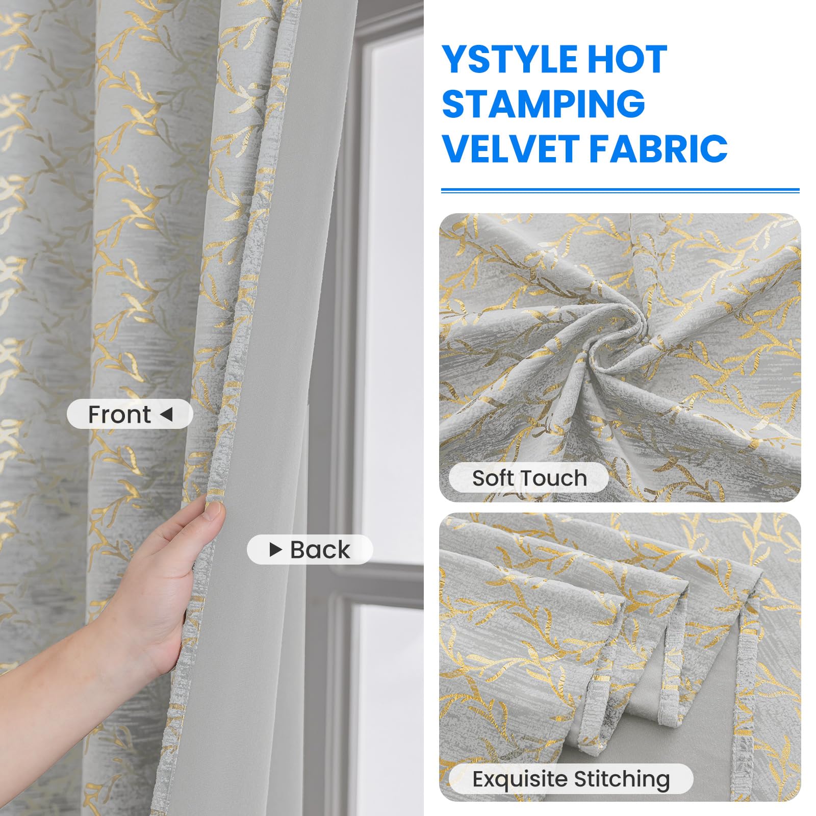 Ystyle Tende Per Interni In Velluto 2 Pezzi, 140x260cm, Tende Oscuranti Termiche Isolanti, Anti-Rumore, con Anelli, Tenda Moderna per Camera da Letto e Soggiorno, Beige