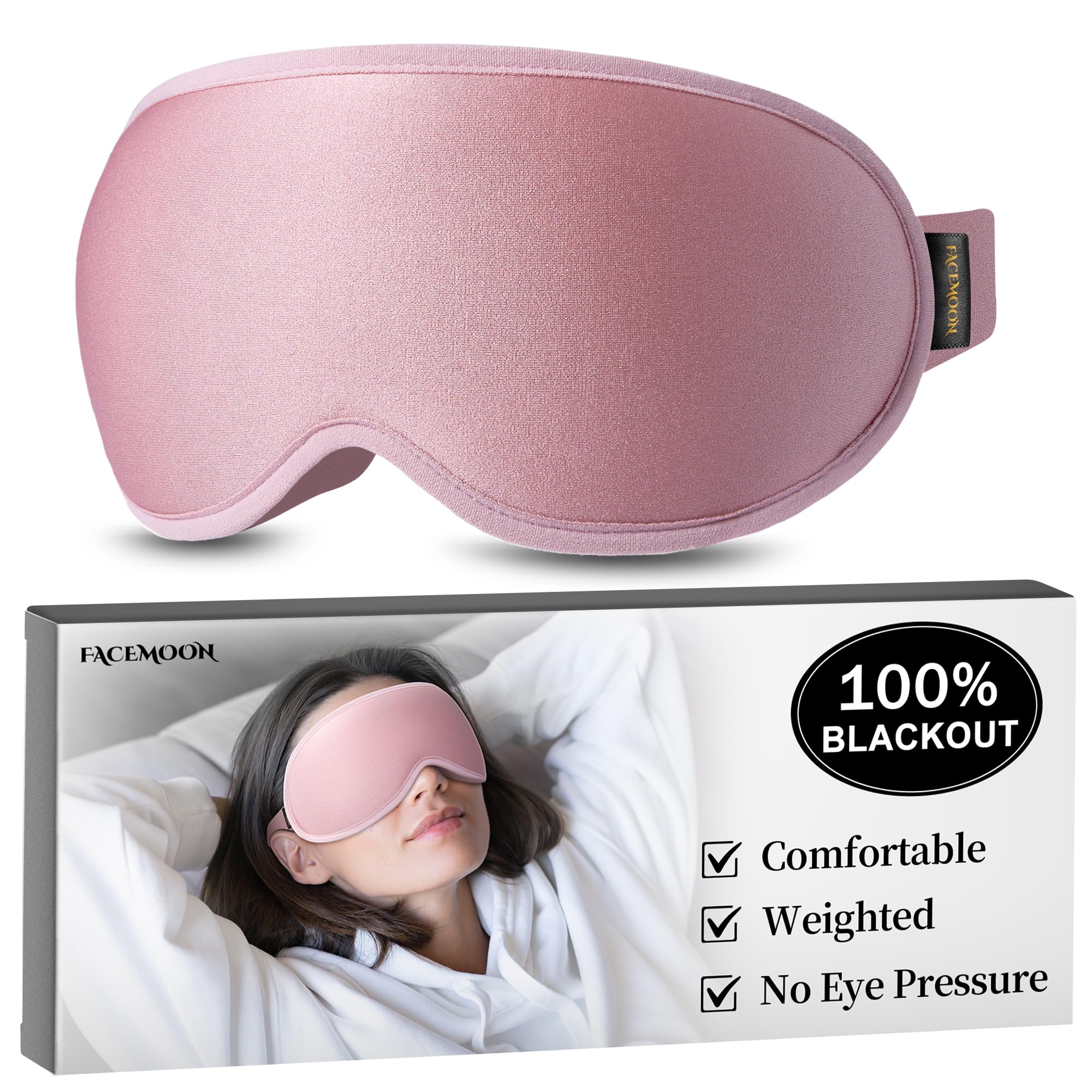 Weighted Eye Masks for Sleep Women 3D Contoured Blackout Sleep Mask with Zero Pressure Eyelash Friendly Comfortable Blindfold