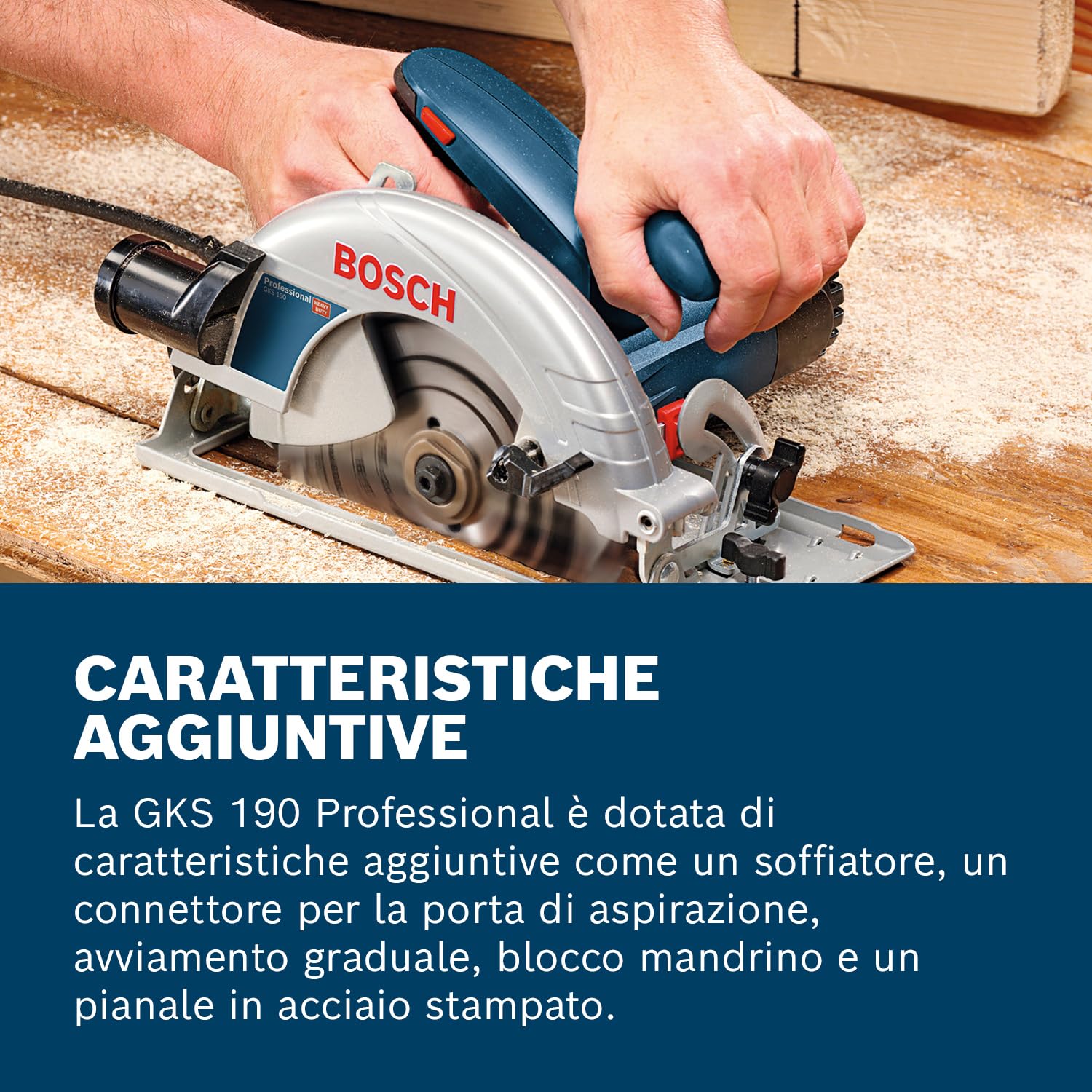 Bosch Professional Sega Circolare Gks 190 (Motore Da1400 Watt, Lama: 190 Mm, Profondità di Taglio: 70 Mm)