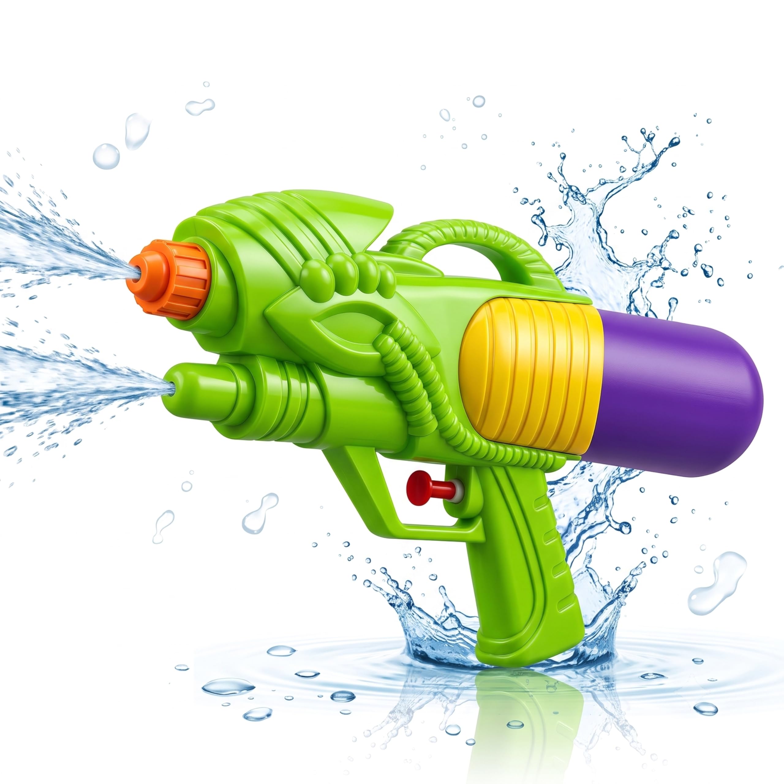 Green Water Pistol Toy for Kids, Refillable Water Gun with Dual Nozzle Water Tank 250ml, Summer Outdoor Beach Pool Garden Water Fight Toy Size-29cm