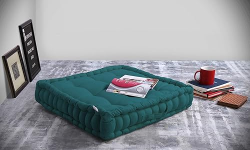 Miniatura 7 de Encasa Homes - Cojines cuadrados para suelo, 23.6 x 23.6 x 3.9 in, color azul azul, lienzo teñido sólido con relleno de microfibra, tamaño grande