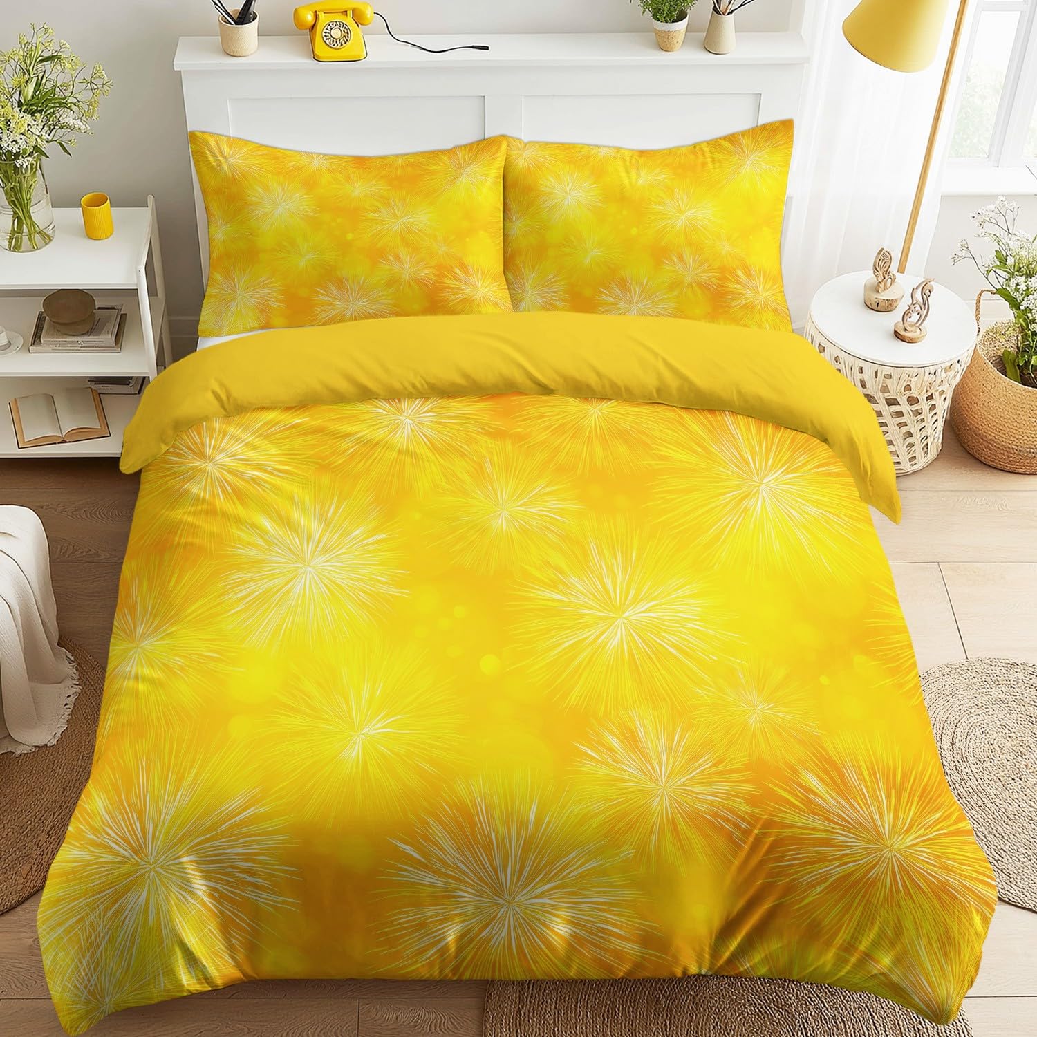 Feu d'artifice doré housse de couette 240x260 pour illuminer la décoration de votre chambre
