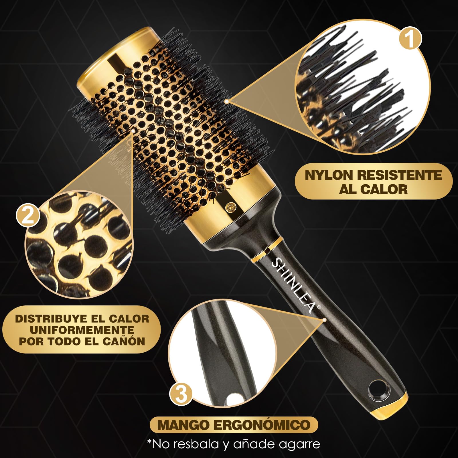Cepillo Redondo - SHINLEA Cepillo para el Pelo Rizado Cepillo Desenredante para Mujeres, 53MM Cepillo Para Secar el Cabello con Secador Para Peinar, Alisar y dar Brillo