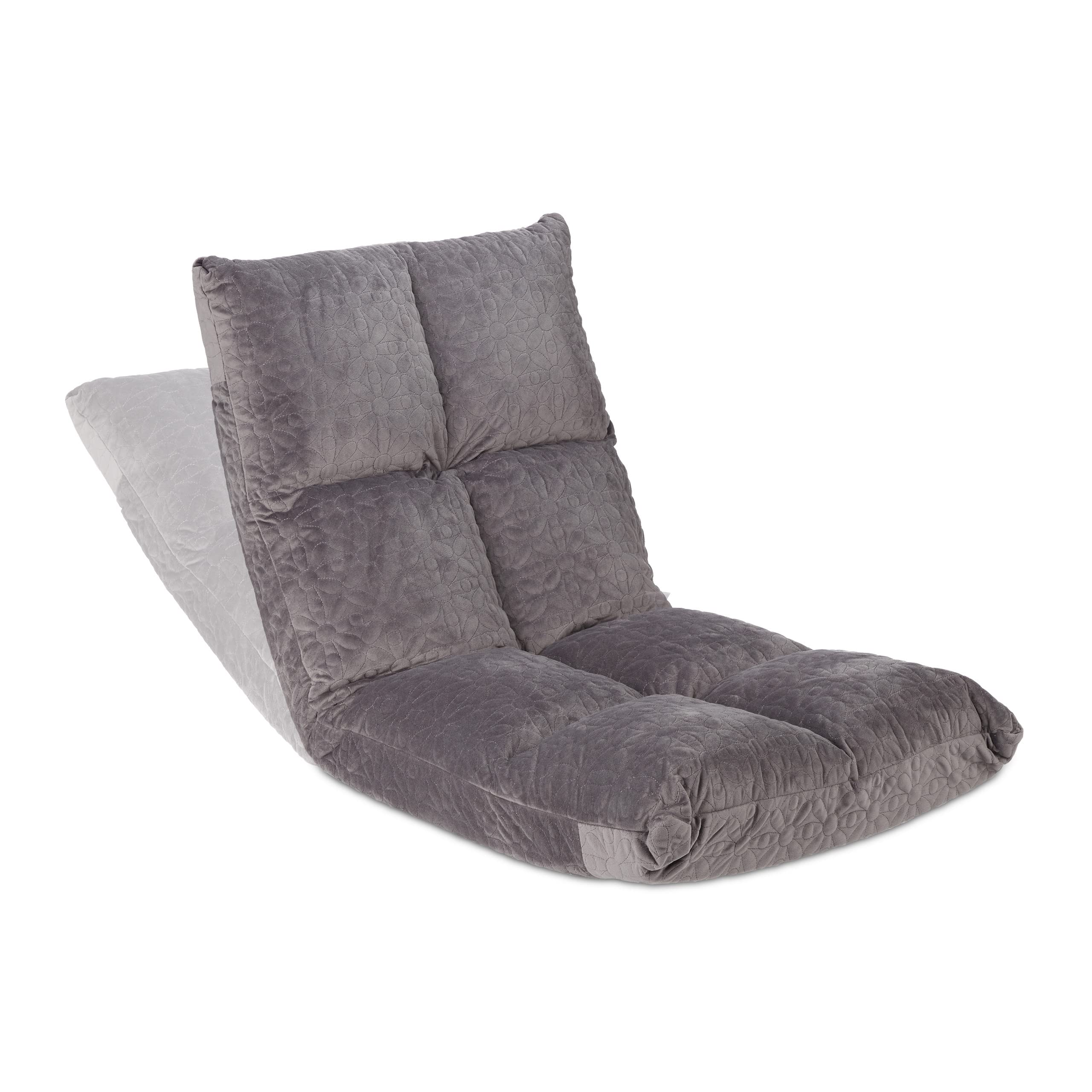 Relaxdays Cuscino da Terra con Schienale, Poltroncina Regolabile in 6 Posizioni, Meditation, Yoga, 58x50x55 cm, Grigio