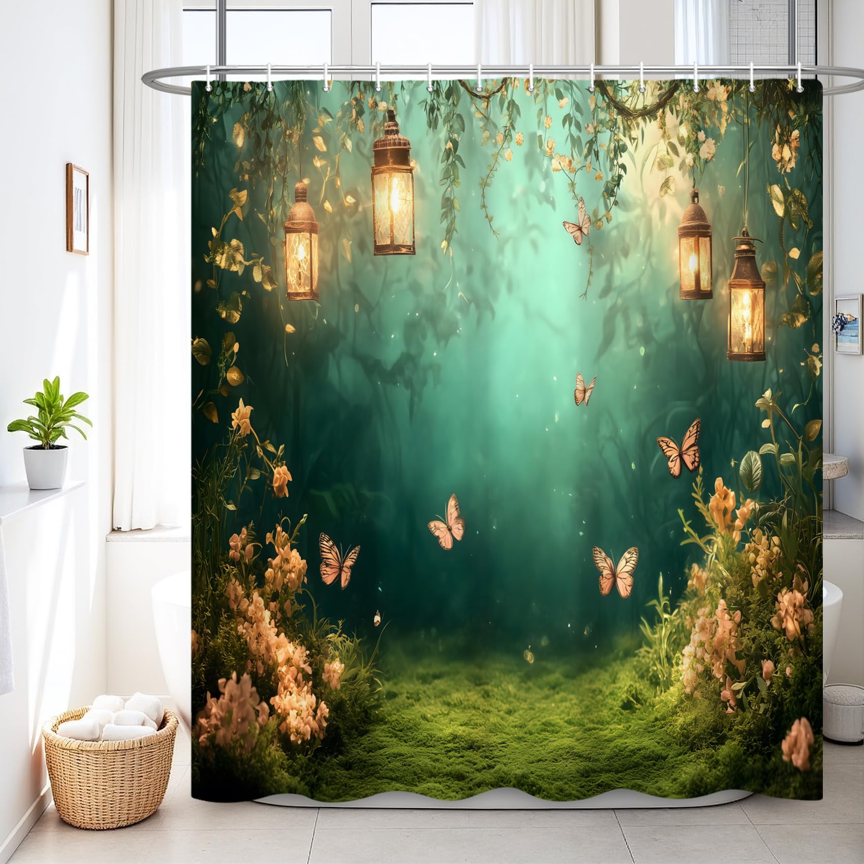 Rideau de bain féérique pour créer une ambiance jungle mystique