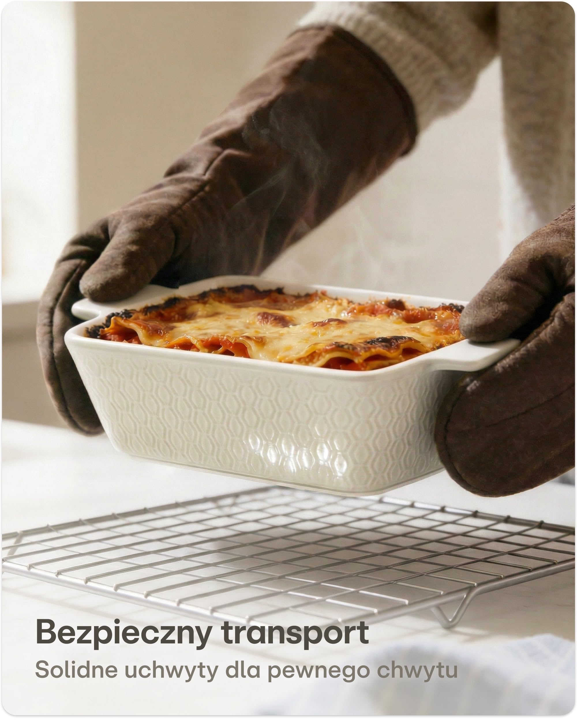 Praknu Naczynie Żaroodporne Ceramiczne Małe 21x16 cm - Małe Naczynie Do Zapiekania Dla 2–3 Osób - Forma Do Lasagne I Zapiekanek - Wysoki Rant - Z Uchwytami (Biały)