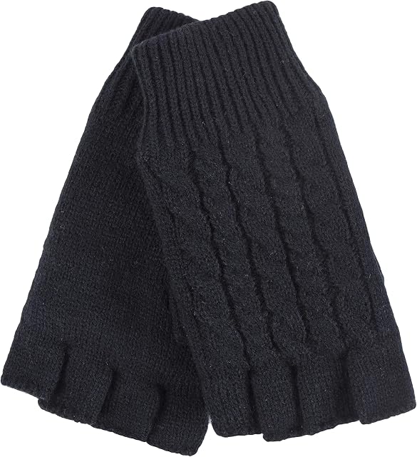 HEAT HOLDERS - Ladies Cable Knitted Winter Thermal Fingerless Gloves