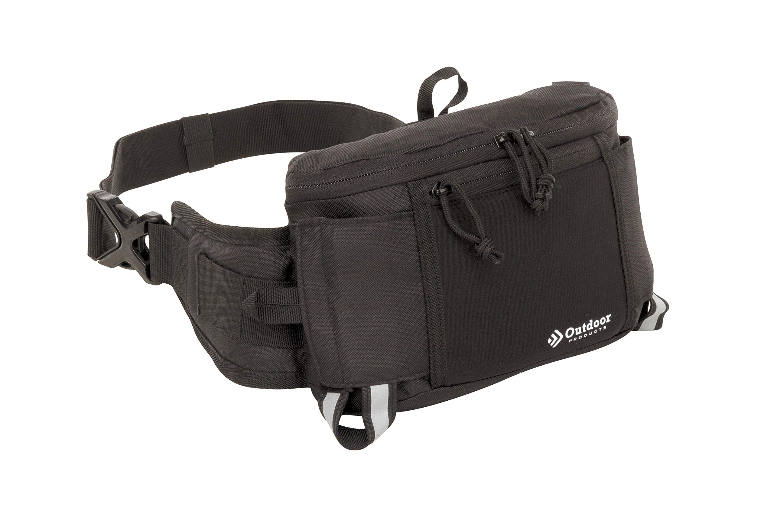 Outdoor Products Ibiza Carry Waist Pack with Dual Drink Holders for Travel, Hiking, and Festivals Black