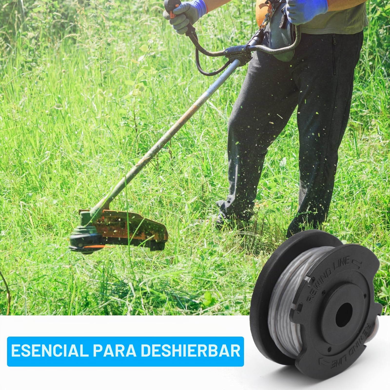 6 unidades de bobinas de repuesto para desbrozadora de Bosch, bobina de 1,65 mm F016800569/F016800385, nylon, con 2 cubiertas de bobina, para desbrozadora con batería