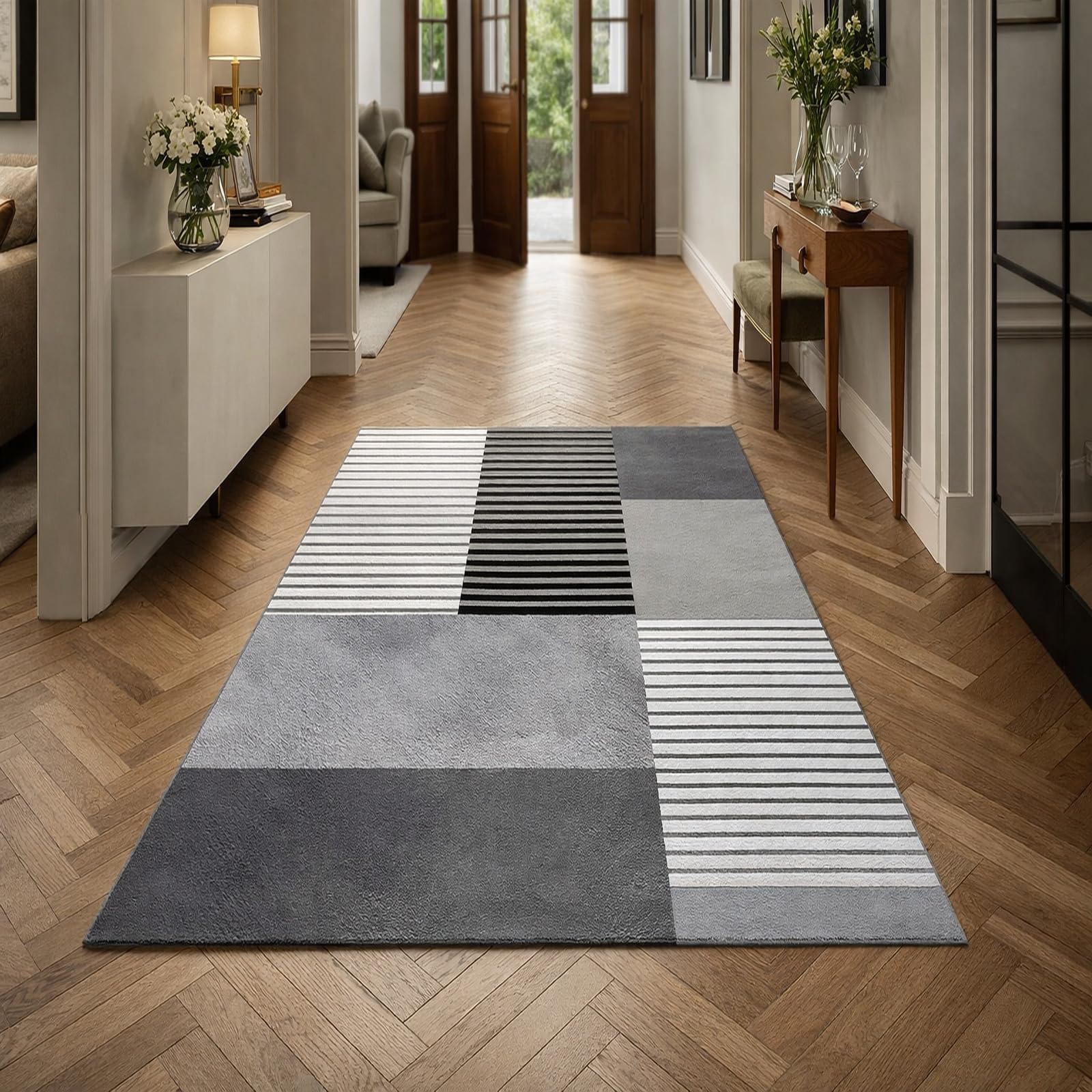 Dywaniki 1,5 x 2,1 m, nowoczesny geometryczny szary biały czarny, dekoracyjny dywan do salonu sypialni nastoletnich dziewcząt dekoracja pokoju 155 x 215 cm