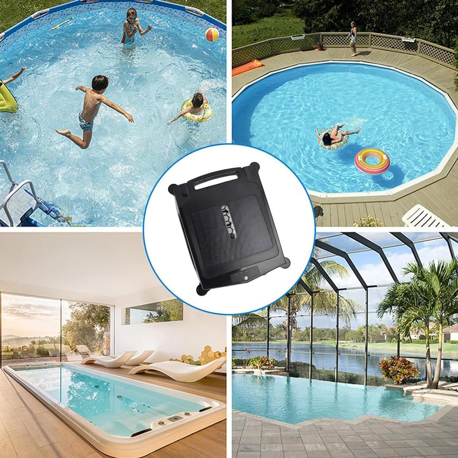 Pulitore robotizzato Solare per Skimmer da Piscina, aspirapolvere Automatico, con Doppia modalità, Funzione di evitamento Automatico degli Ostacoli e di Fuga, per la Pulizia delle Piscine.