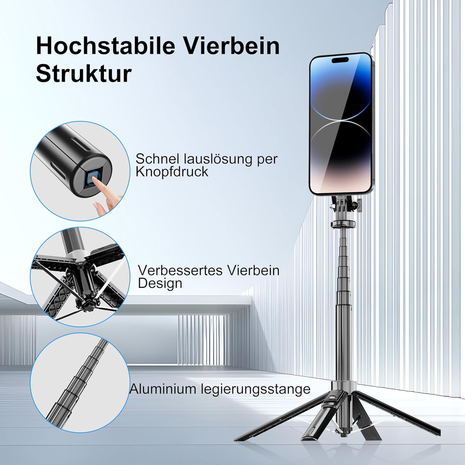 FOURPILLARS Magnetic Phone Tripod, 53" Selfie Stick Tripod for iPhone with Remote & 2 in 1 Magnetic Holder, 360° Rotating Portable Cell Phone Stand for Video Recording, Compatible with Android, Camera - Image 7