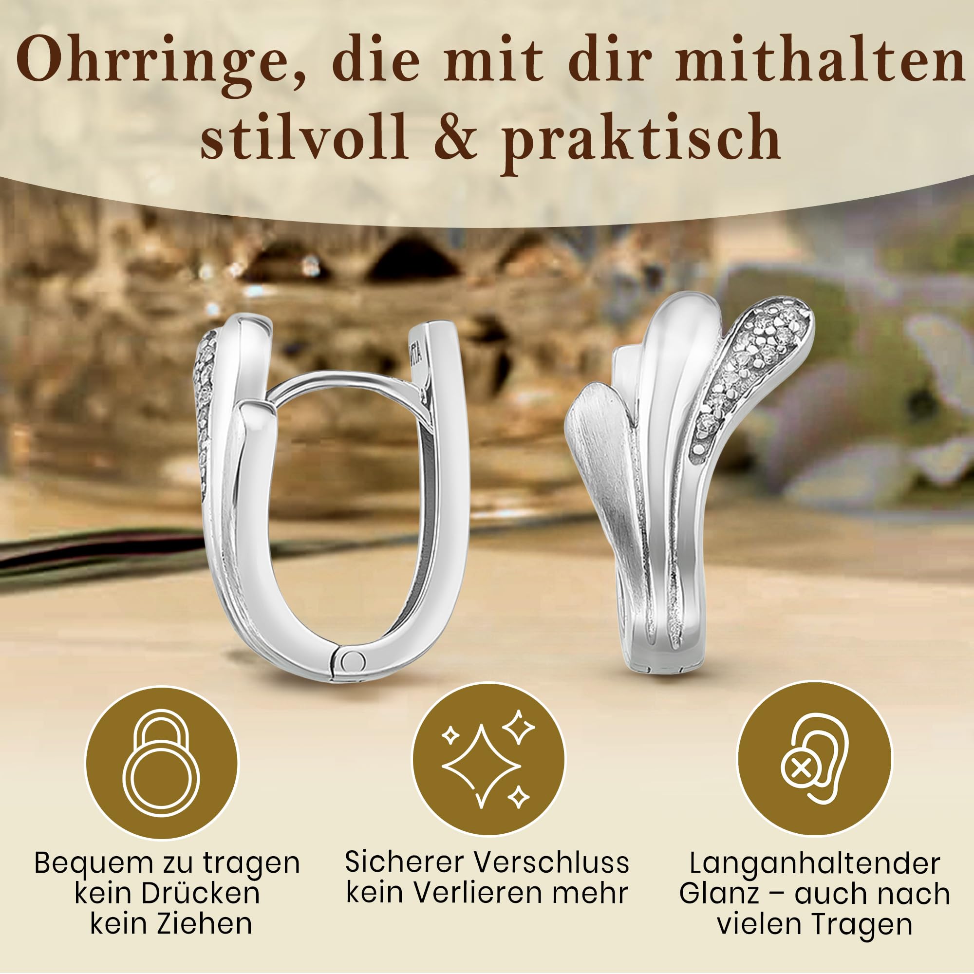 CASSINI Orecchini a cerchio in argento sterling 925 rodiato, ipoallergenico, senza nichel, da donna, eleganti per tutti i giorni, eleganti e senza tempo, per ogni occasione, 3CZV
