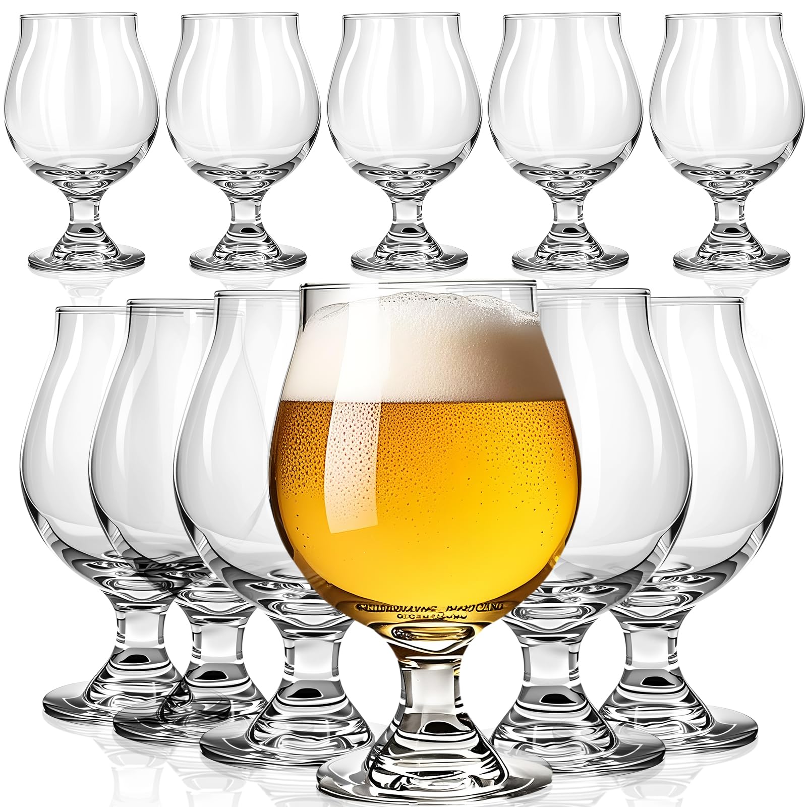 Sabary Juego de 12 vasos de cerveza clásicos de 16 onzas, estilo belga, tulipán, para despedida de soltero, fiesta de anfitrión, cristalería, IPA Ale Pilsner belga