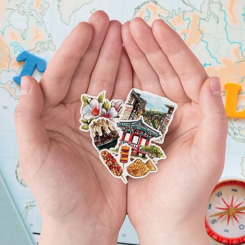 Miniatura 7 de Navy Peony Calcomanías de viaje escénicas de Corea del Sur (30 unidades), acuarela, impermeables, icónicas calcomanías de vacaciones de Seúl para