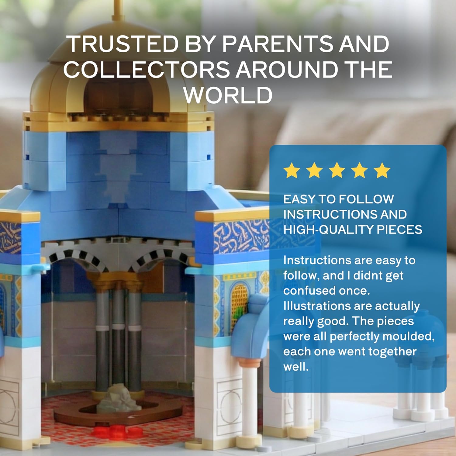 TAKVA DEENBLOCKS Dome of The Rock Building Muslim Blocks, Al Aqsa, Kaaba Bricks, Masjid, Ramadan Gift, Toy, Hajj Gift, Islamic Educational Game for Adults/Families/Kids/Children