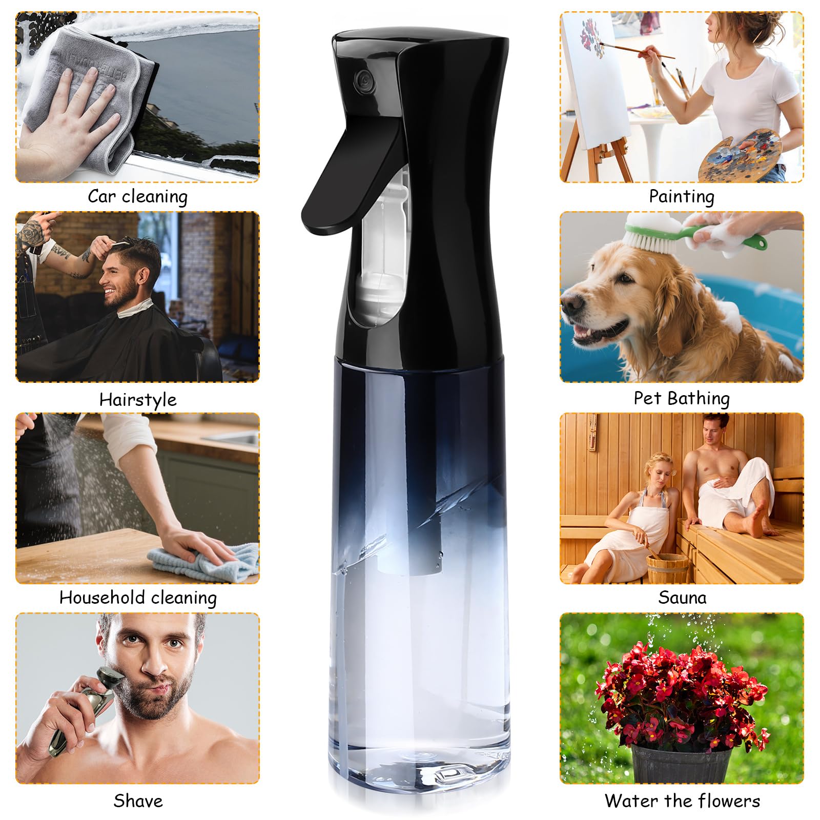 2 Pcs 300ml Pulverizador Agua Peluqueria, Bote Spray Agua Pelo de Niebla Continua, Botella Spray Pulverizador de Aguas Vacíos para Peluquería, Limpieza de Plantas de Jardín