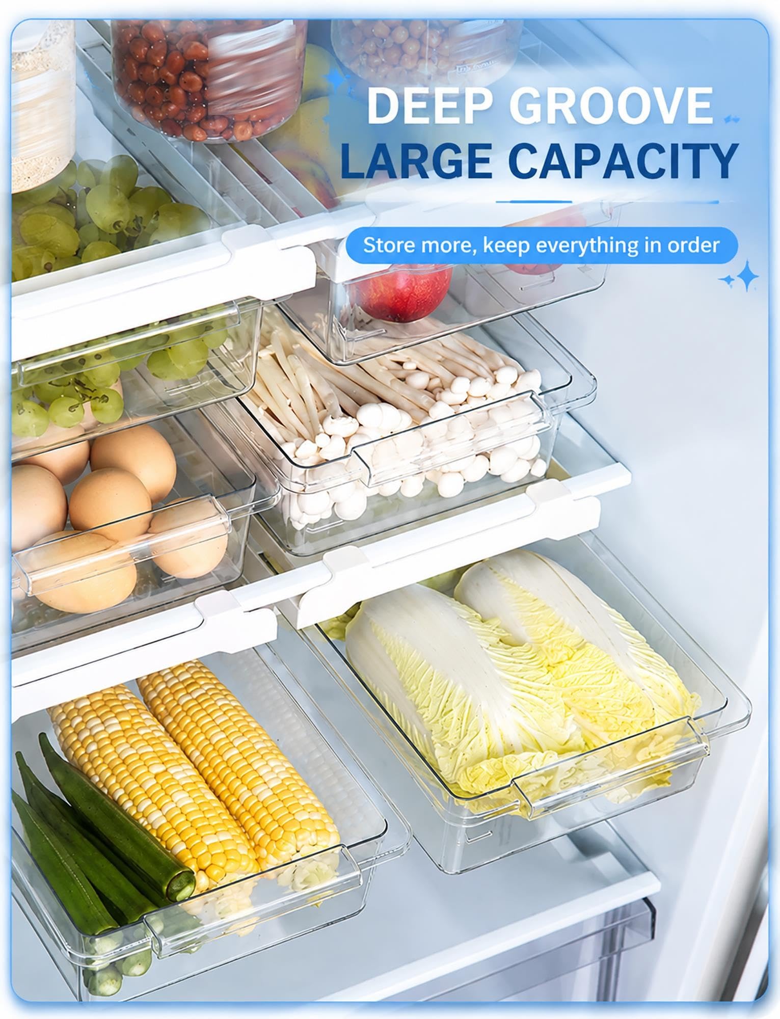 Organisateur frigo suspendu transparent, tiroir rangement sous étagère