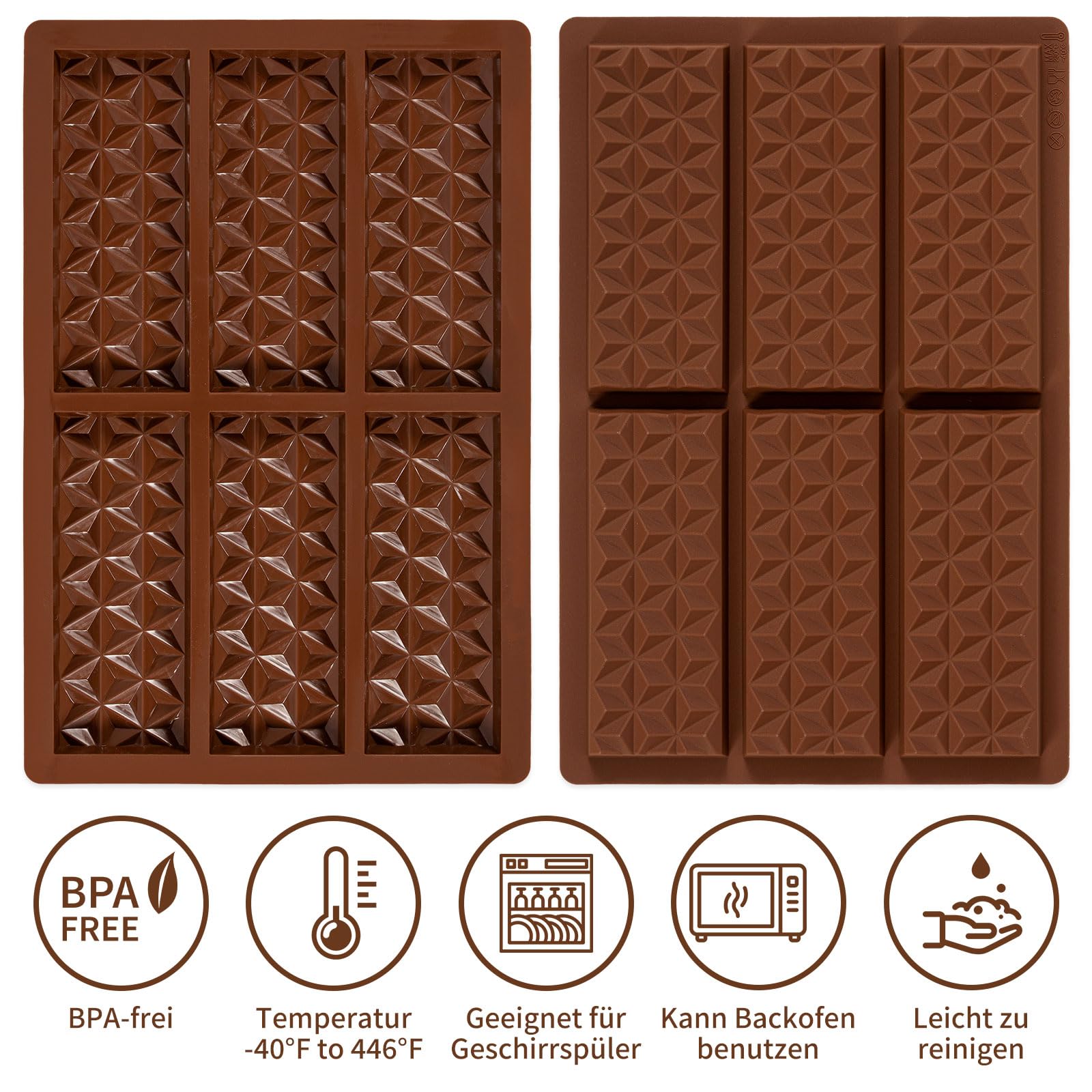 Jadesiegel Stampo per Cioccolato,2 in 1 Stampo per Cioccolato Profondo,Dubai Stampo per Tavoletta di Cioccolato con 1 Raschietto,per Caramelle, Cioccolatini fai da te, Barrette Energetiche