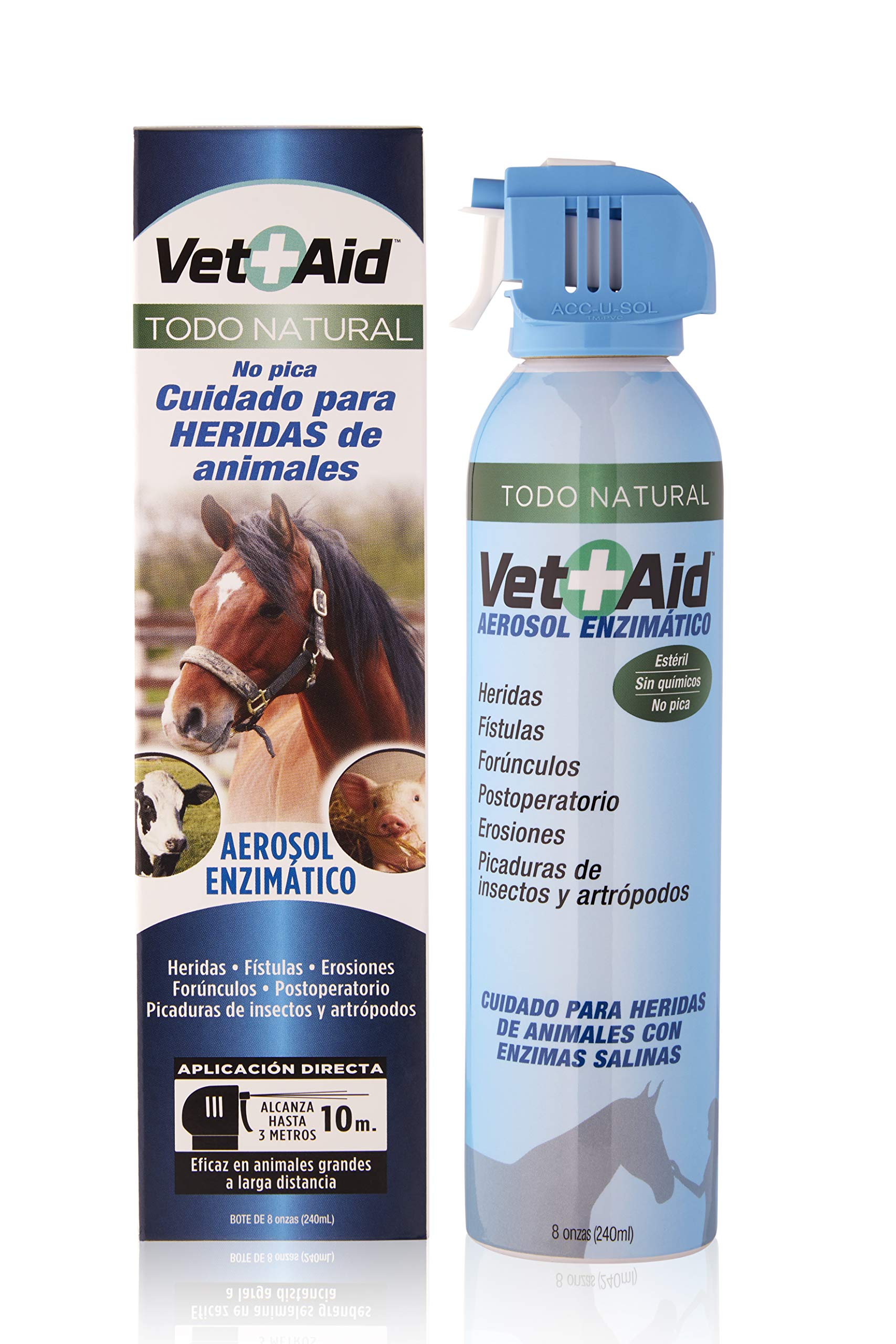 VetAid Spray Cicatrizante para Perros, Gatos y Todo Tipo de Animales 240 ml | Fórmula enzimática con sal marina, no pica, favorece la recuperación cutánea. Apto para heridas, dermatitis y postoperatorios