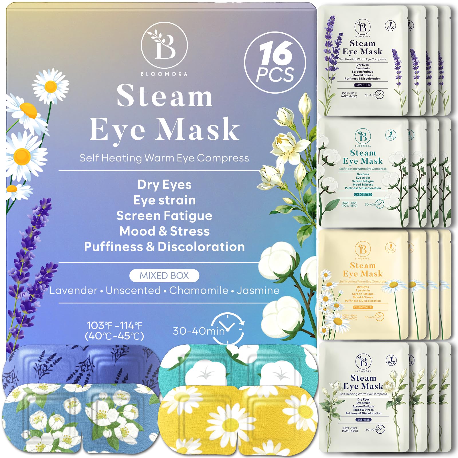 Amazon.com: Steam Eye Mask Variety Set, Lavender Chamomile Jasmine