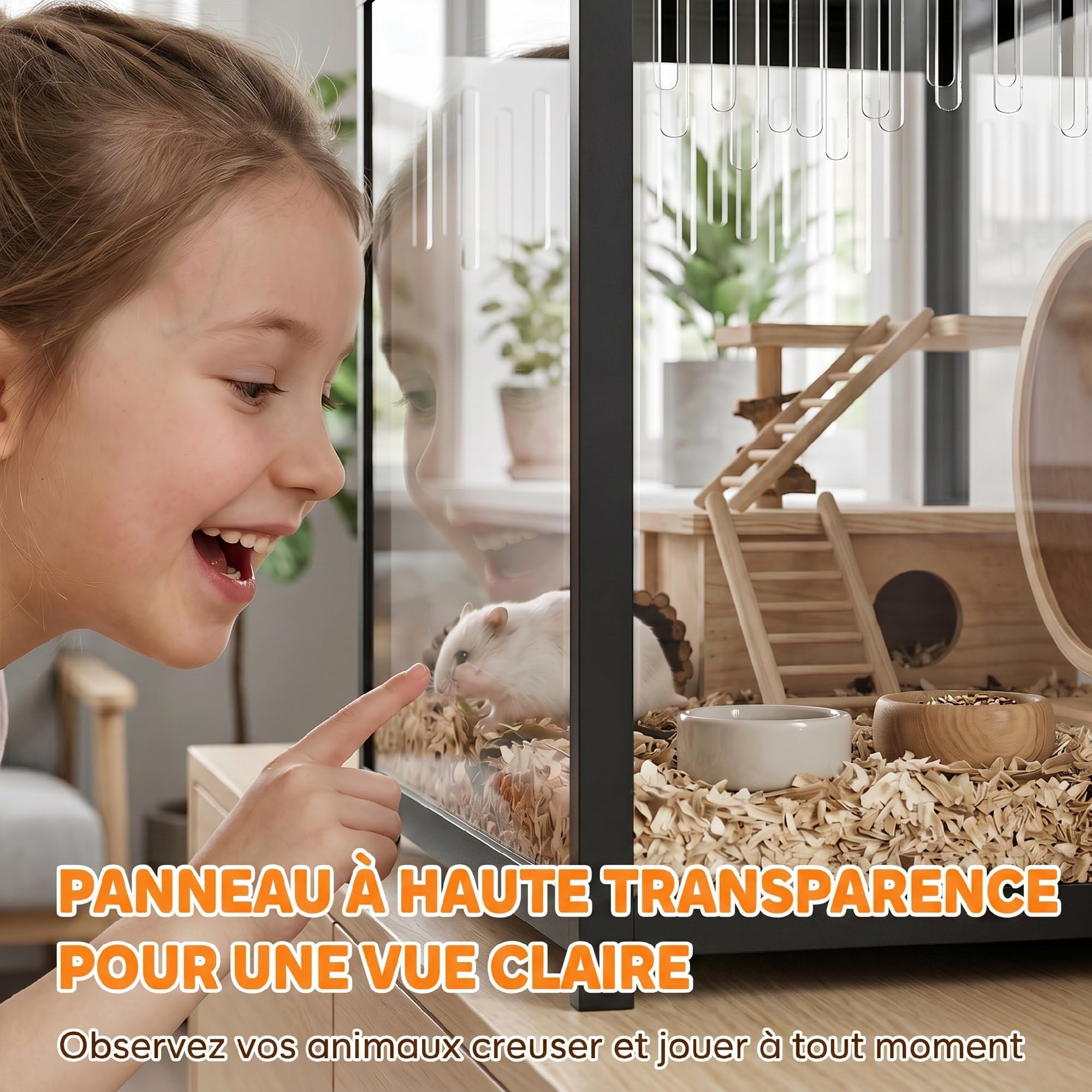 PawHut Gabbia a criceto in metallo con base profonda – Habitat per roditori trasparente di vista panoramica a 360°, coperchio apribile, ventilazione laterale – gabbia per criceto siriano nano, 80 x 45