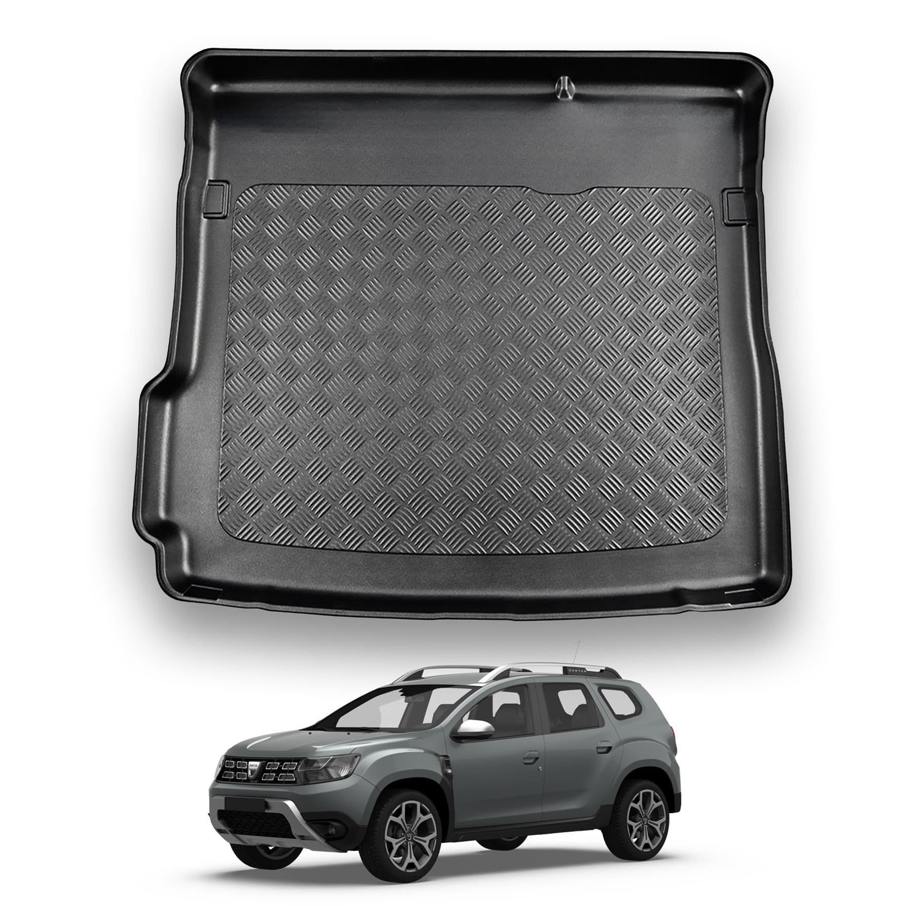 NOMAD Dacia Duster (2018-2024) Boot Liner [2-Wheel Drive Models] Tailored Fit Car Floor Mat Protector Non Slip Waterproof Raised Edges Compatible Custom Fit Accessory Black Dog & Pet Friendly
