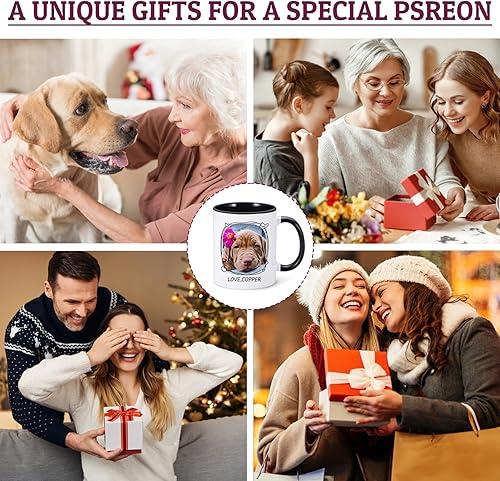 Miniatura 7 de Taza personalizada para mascotas, tazas de café personalizadas para perros con foto de nombre, tazas de perro de 11 onzas para hombres, tazas