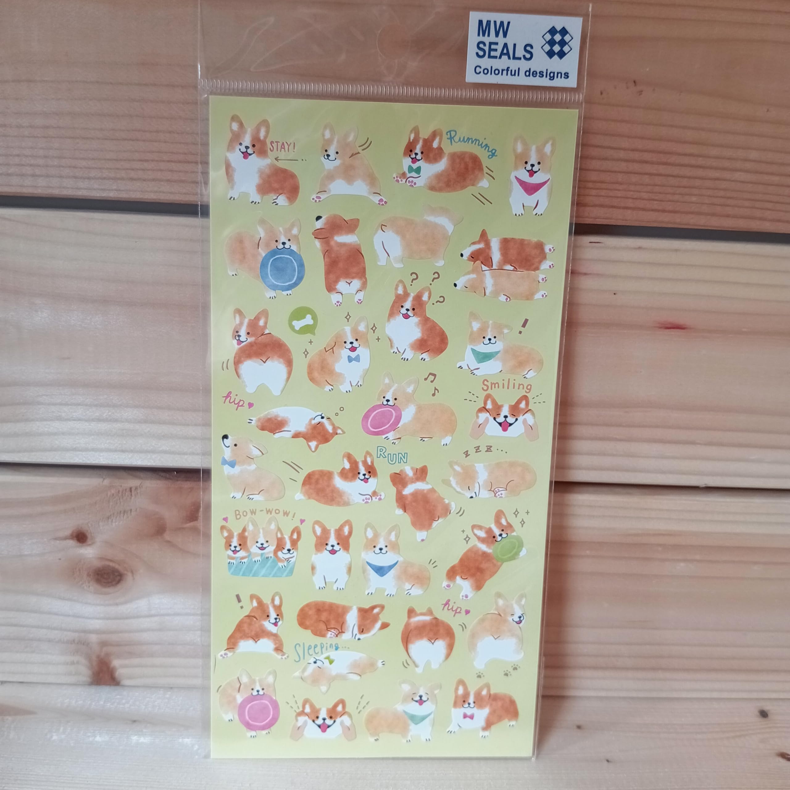 Yellow Kawaii Corgi Dog Stickersheet With Cute Japanese Stickers