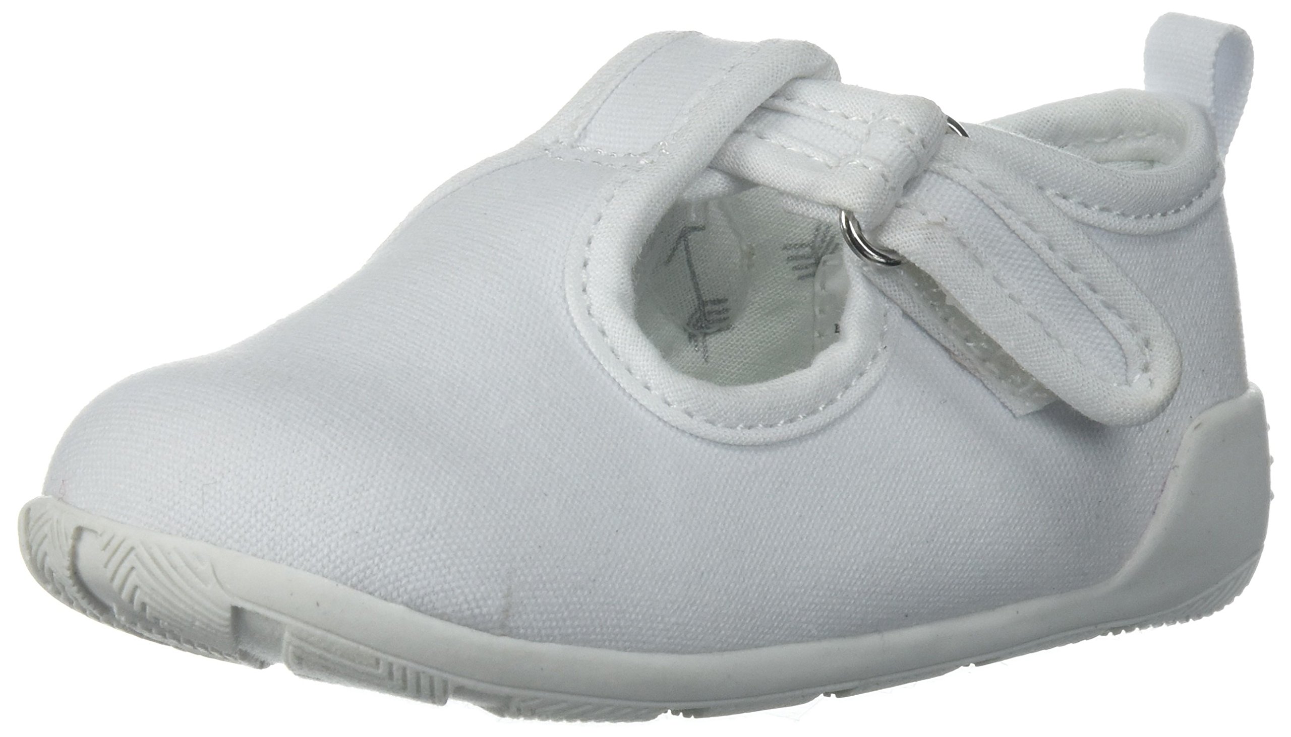 Baby Deer Girls' Canvas t Strap Mary Jane Flat, White, 8 Child US Toddler