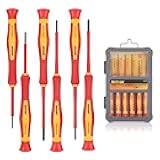 HURRICANE 1000V Precision Insulated Screwdriver Set, 6 Piece Insulated Electrician Screwdriver Set with Magnetic Tips for Electrical Repairs. Slotted(1.8mm, 2.0mm, 2.5mm, 3.0mm), Phillips(PH00, PH0)