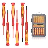HURRICANE 1000V Precision Insulated Screwdriver Set&comma; 6 Piece Insulated Electrician Screwdriver Set with Magnetic Tips for Electrical Repairs&period; Slotted&lpar;1&period;8mm&comma; 2&period;0mm&comma; 2&period;5mm&comma; 3&period;0mm&rpar;&comma; Phillips&lpar;PH00&comma; PH0&rpar;