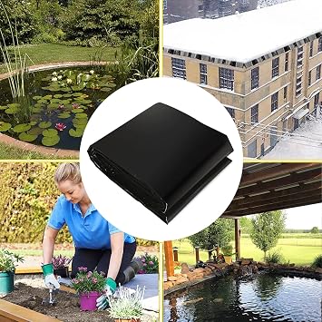 Pond Liner 4x4M/13x13FT HDPE Pond Skins for Outdoor Ponds, Waterproof UV Resistant Easy Cutting Preformed Underlayment for Waterfall, Fish or koi Pond, Fountains and Bed Planter,0.8mm/31mil [Energy Class A]